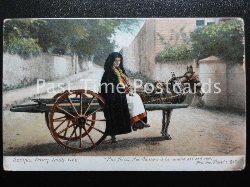 c1909 - Scenes from Irish Life Miss Aileen Mac Carthy & her private ass & cart