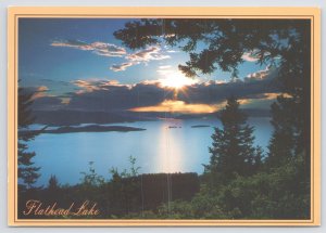 Northwestern Montana~Flathead Lake Sunset View~Continental Postcard