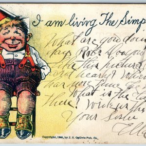 1905 UDB Comic Fat Boy Living The Simple Life +Party Hat Little Man Ogilvie A208