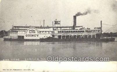 Quincy Steamboat, Ship 1908 very light crease top edge, postal used 1908