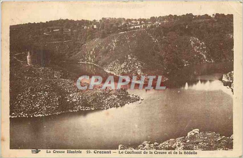 Old Postcard illustrated Creuse Crozant The Confluence of the Creuse and Sedelle