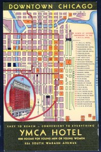 Illinois Downtown CHICAGO YMCA Hotel 826 South Wabash Avenue with Street Map L