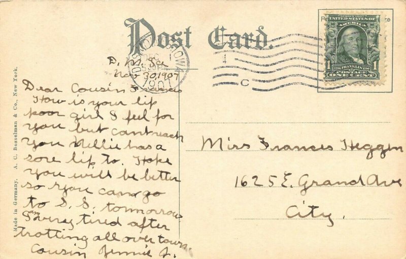 Des Moines Iowa 1907 Postcard 6th Avenue South From Park Street