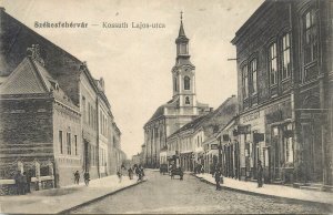 Hungary Székesfehérvár Kossuth Lajos street bodega vintage postcard