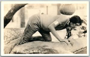 AMERICAN INDIAN EL PASEO DE LOS ANGELES VINTAGE REAL PHOTO POSTCARD RPPC