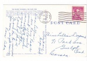 Windmill, Eastham, Cape Cod, Massachusetts, Vintage 1965 Chrome Postcard