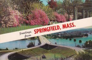 Massachusetts Greetings From Springfield Showing Forest Park Flower Gardens &...