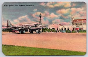 Vintage Postcard 1953 Municipal Airport Jackson Woodrow Wilson Ave. Mississippi