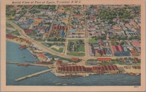 Postcard Aerial View Port of Spain Trinidad BWI