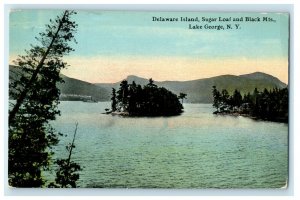 1912 Delaware Island Sugar Loaf And Black Mts. Lake George NY Antique Postcard