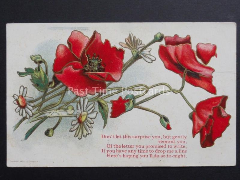 Embossed Poppies Postcard: Dont let this surprise you c1909 - Donation to R.B.L.