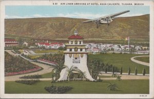 Postcard Air Liner Arriving Hotel Agua Caliente Tijuana Mexico