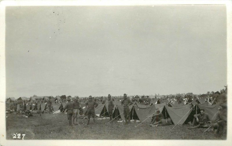 RPPC Postcard U.S. Occupation of Archangel Russian Revolution American Bivouac