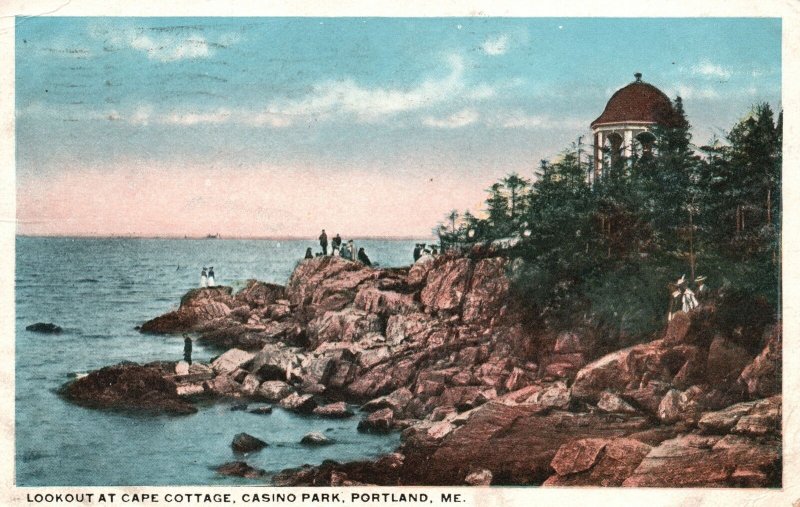 Vintage Postcard 1948 Lookout at Cape Cottage Casino Park Portland Maine ME