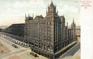 Broad Street Train Station, Philadelphia, Pennsylvania, Early Postcard, Unused