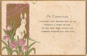 Rabbit. Easter Message. Flowers Old vintage Easter Greetings postcard