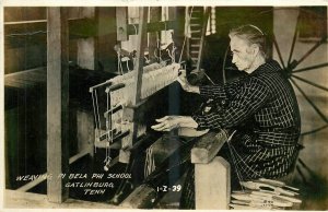 1935 Gatlinburg Tennessee Weaving Pi Bella Phi School RPPC Postcard 26-529
