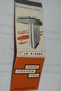 Penn Center Inn Philadelphia PA 20 Strike Matchbook Cover