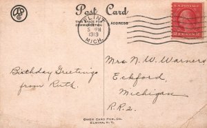 VINTAGE POSTCARD CONGRATULATIONS CARD WINDMILL MAILED FROM FLINT MICHIGAN 1919