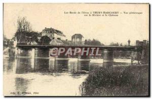 Postcard Old Thury Harcourt Picturesque view of the river and the castle