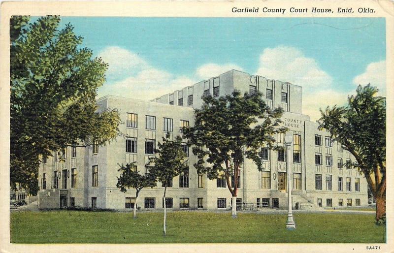 Garfield County Court House Enid Oklahoma OK Postcard