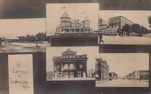 J77/ Cadillac Michigan RPPC Postcard c1910 5View Stores Railroad Depot  420