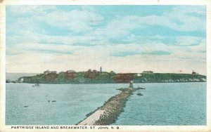 Canada Partridge Island and Breakwater St. John Vintage Postcard 07.52