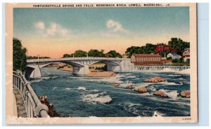 c1910's Pawtucketville Bridge And Falls Merrimac River Lowell MA Postcard