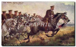 Old Postcard Army Royal Scots Grays 2nd Dragons A dash for the hill The Grays...