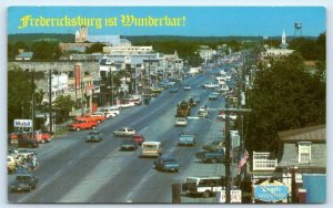FREDERICKSBURG, TX Texas ~ Elevated STREET SCENE ~ Gillespie County  Postcard 