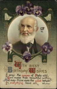 WINSCH Literary Men & Quote c1910 Postcard WHITTIER - BIRTHDAY