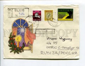 413181 Lithuania to RUSSIA 1993 Happy New registered Vilnius real posted COVER