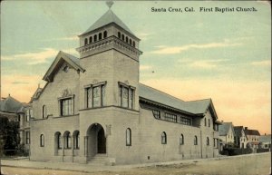 Santa Cruz California CA First Baptist Church c1910 Vintage Postcard