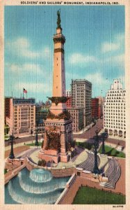 VINTAGE POSTCARD SOLDIERS' AND SAILORS' MONUMENT INDIANAPLOIS IND MAILED 1945