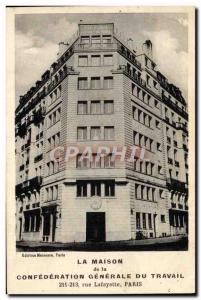 Old Postcard Home of the confederation Generale Labor Rue Lafayette Paris CGT