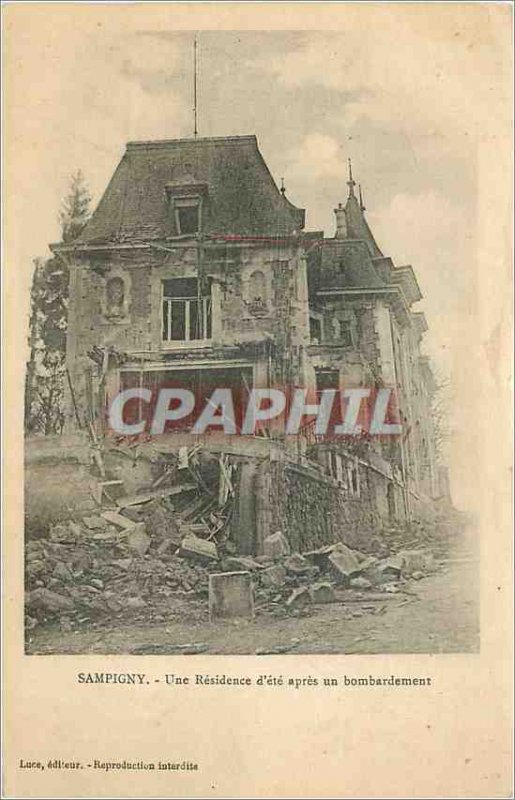 Old Postcard Sampigny Residence One summer after a bombing Army