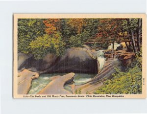 Postcard The Basin and Old Man's Foot, Franconia Notch, White Mountains, N. H.