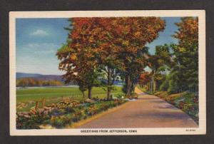 IA Greetings from JEFFERSON IOWA Postcard Linen PC