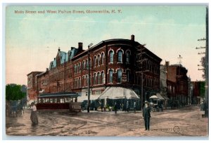 1912 Main Street And West Fulton Street Gloversville New York NY Posted Postcard