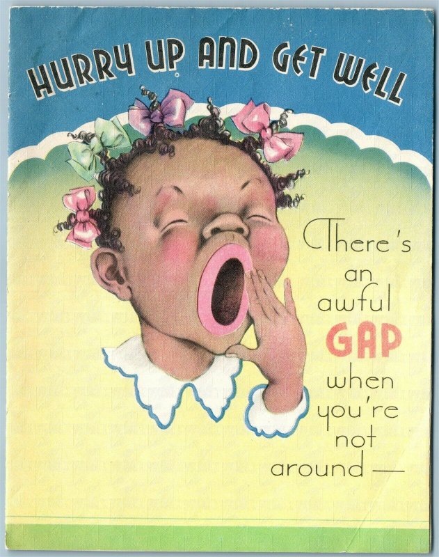 HURRY UP AND GET WELL VINTAGE COMIC POSTCARD