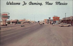 Deming New Mexico NM Enco Gas Station Station Wagon Street Scene Vintage PC