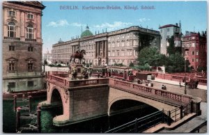 VINTAGE POSTCARD THE KURLFURSTEN BRIDGE AND ROYAL CASTLE BERLIN GERMANY c. 1910