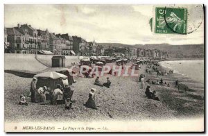 Old Postcard Mers Les Bains Beach and La Digue