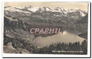 Switzerland Old Postcard Block v Rigi Kaltbad Vitznay u auf die Alpen