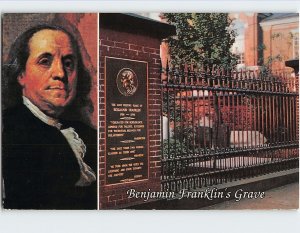 Postcard Benjamin Franklin's Grave Christ Church Burial Ground Philadelphia PA