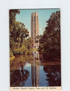 Postcard Florida's Majestic Singing Tower and Its Reflection, Lake Wales, FL