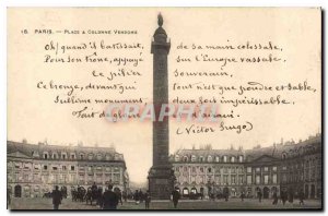 Old Postcard Paris Place has Vencome Column