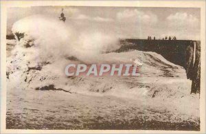 Old Postcard Dieppe la Jetee a Storm Lighthouse Day