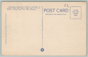 Detroit Michigan~Industrial Bank & Book Cadillac Hotel~1940s Linen Postcard