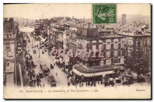 Old Postcard Marseille Tramway The Cannebiere